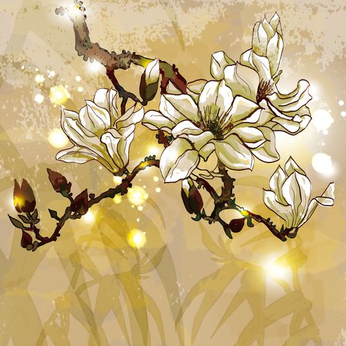 印花矢量圖植物花卉花朵色彩免費素材